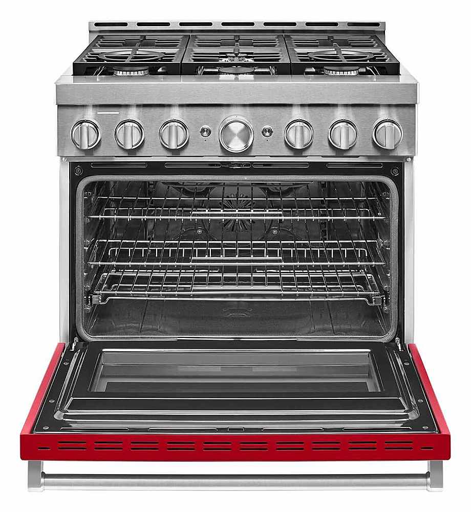 Alt View 14. KitchenAid - Commercial-Style 5.1 Cu. Ft. Slide-In Gas True Convection Range with Self-Cleaning - Passion Red.