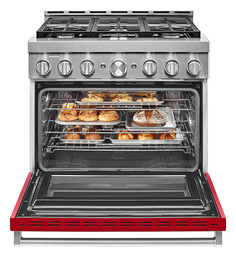 Alt View 15. KitchenAid - Commercial-Style 5.1 Cu. Ft. Slide-In Gas True Convection Range with Self-Cleaning - Passion Red.