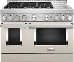 KitchenAid - 6.3 Cu. Ft. Freestanding Double Oven Gas True Convection Range with Self-Cleaning and Griddle - Milkshake - Front_Zoom