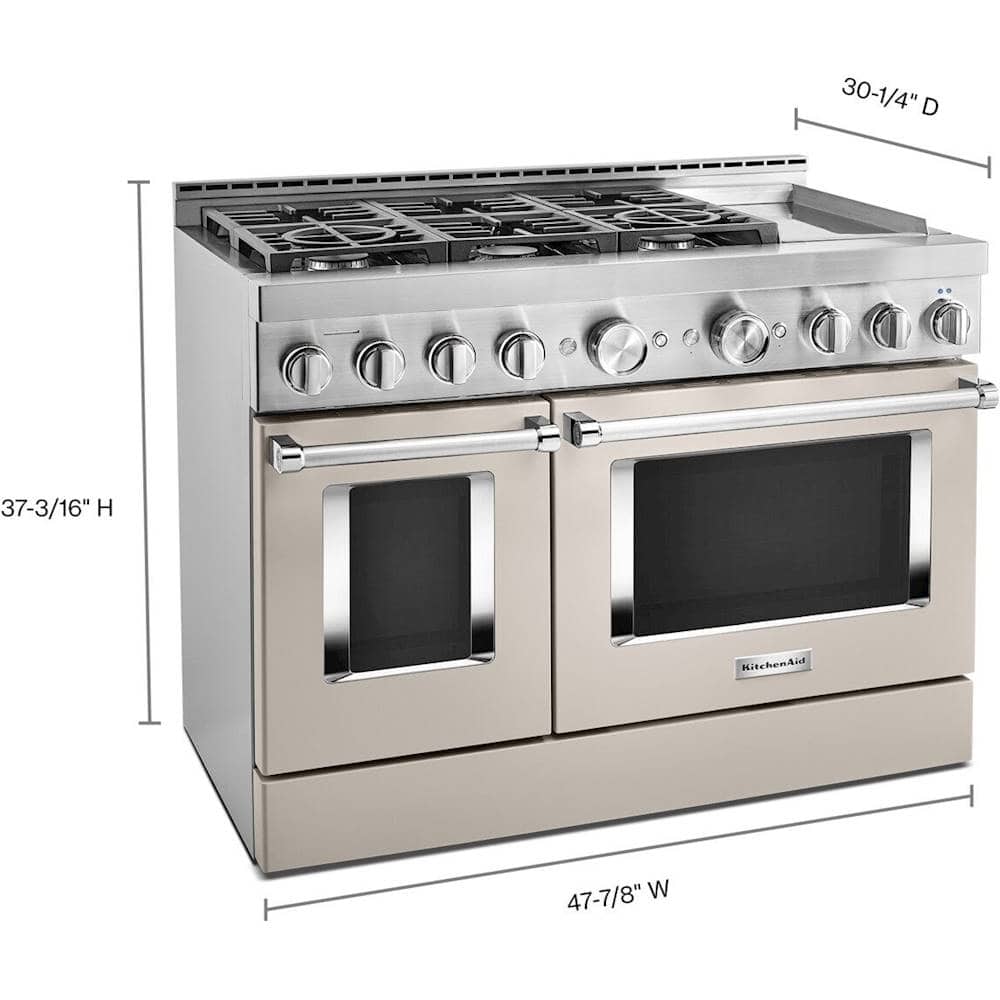Alt View 11. KitchenAid - 6.3 Cu. Ft. Freestanding Double Oven Gas True Convection Range with Self-Cleaning and Griddle - Milkshake.
