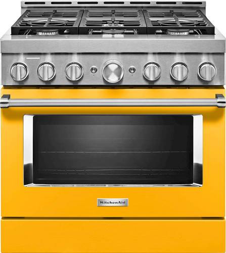 KitchenAid - Commercial-Style 5.1 Cu. Ft. Slide-In Gas True Convection Range with Self-Cleaning - Yellow Pepper