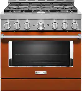 KitchenAid - Commercial-Style 5.1 Cu. Ft. Slide-In Gas True Convection Range with Self-Cleaning - Scorched Orange