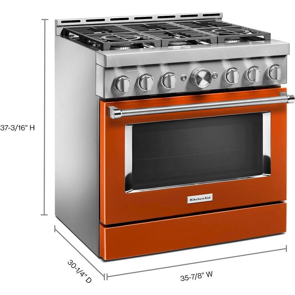 Alt View 11. KitchenAid - Commercial-Style 5.1 Cu. Ft. Slide-In Gas True Convection Range with Self-Cleaning - Scorched Orange.