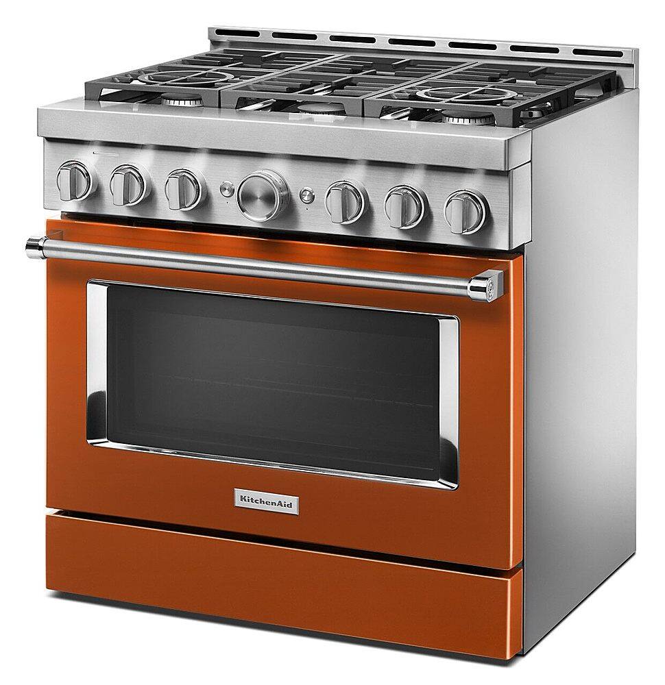 Alt View 13. KitchenAid - Commercial-Style 5.1 Cu. Ft. Slide-In Gas True Convection Range with Self-Cleaning - Scorched Orange.