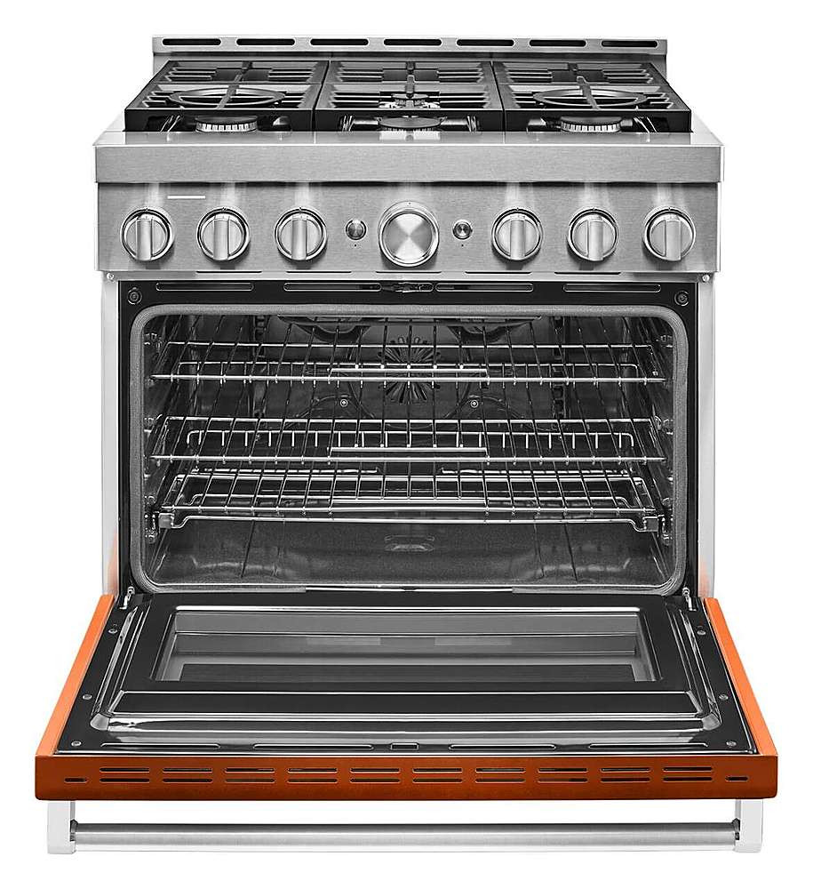 Alt View 14. KitchenAid - Commercial-Style 5.1 Cu. Ft. Slide-In Gas True Convection Range with Self-Cleaning - Scorched Orange.