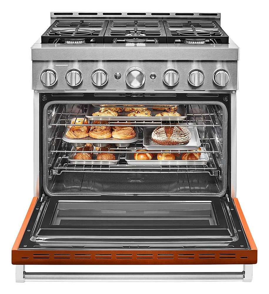Alt View 15. KitchenAid - Commercial-Style 5.1 Cu. Ft. Slide-In Gas True Convection Range with Self-Cleaning - Scorched Orange.