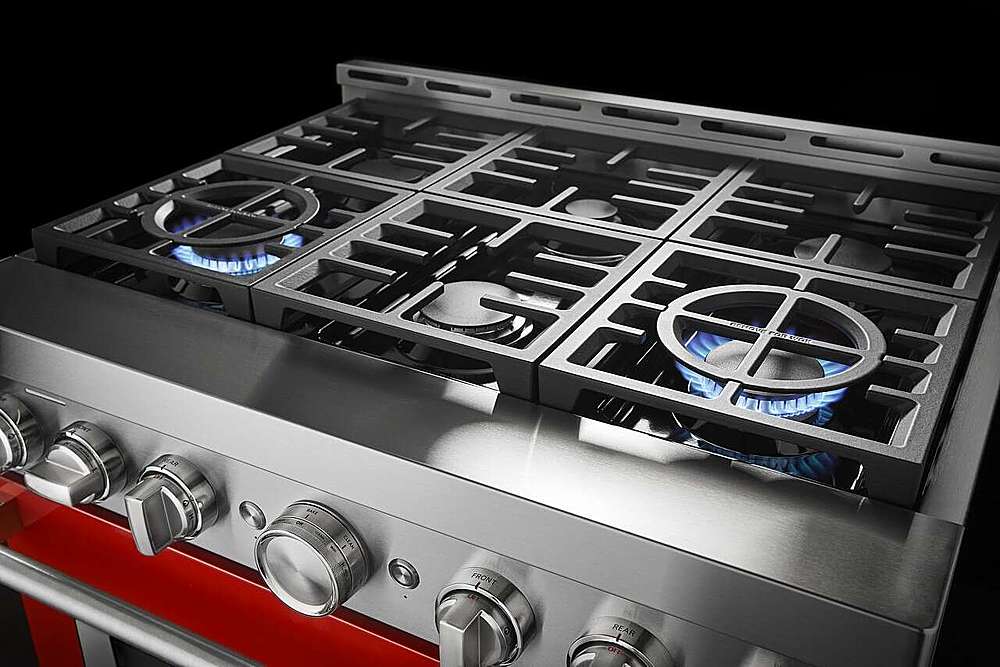 Alt View 16. KitchenAid - Commercial-Style 5.1 Cu. Ft. Slide-In Gas True Convection Range with Self-Cleaning - Scorched Orange.