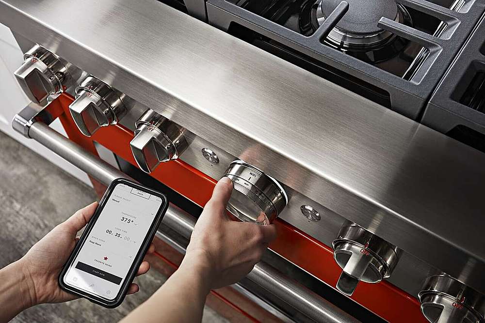 Alt View 17. KitchenAid - Commercial-Style 5.1 Cu. Ft. Slide-In Gas True Convection Range with Self-Cleaning - Scorched Orange.