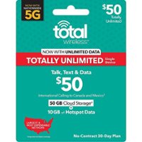 Total Wireless $50 TOTALLY UNLIMITED 30-Day Prepaid Plan, 10GB of Mobile Hotspot, Int’l Calling & Cloud Storage [Digital] - Front_Zoom