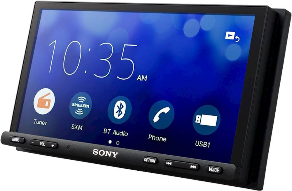 Left View: Sony - 6.95" - Android Auto/Apple® CarPlay™ - Built-in Bluetooth - In-Dash Digital Media Receiver - Black