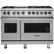 Front. Viking - 48"W 7-Series Dual Fuel Self-Clean Range-6 Burners + Griddle - Arctic Gray.