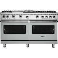 Viking - Professional 5 Series 8 Cu. Ft.  Freestanding Double Oven LP Gas Convection Range - Arctic Gray - Front_Zoom