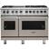 Front. Viking - 48"W 7-Series Dual Fuel Self-Clean Range-6 Burners + Griddle - LP - Pacific Gray.