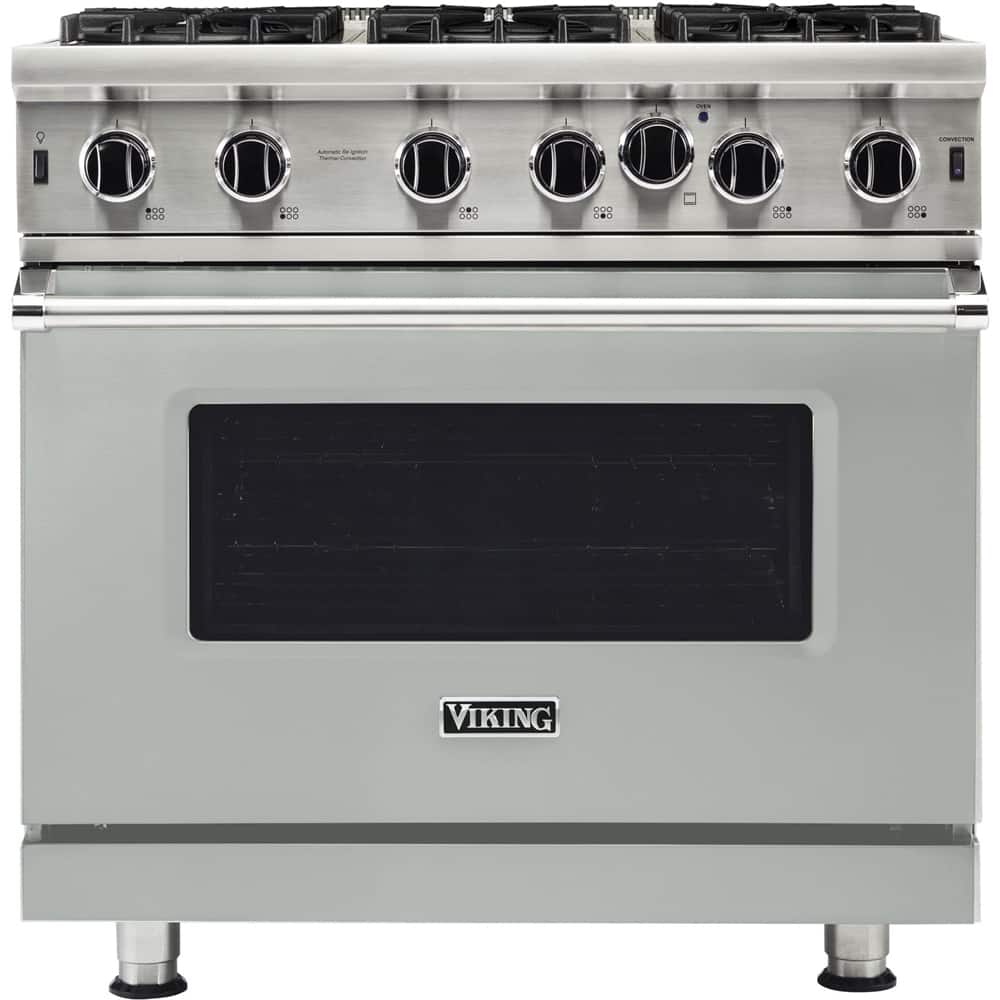 Front. Viking - Professional 5 Series 5.1 Cu. Ft. Freestanding Gas Convection Range - Arctic Gray.