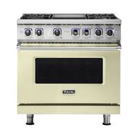 Viking - Professional 7 Series 5.1 Cu. Ft. Freestanding Gas Convection Range - Vanilla Cream - Front_Zoom
