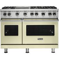 Viking - Professional 5 Series Freestanding Double Oven Gas Convection Range - Vanilla Cream - Front_Zoom