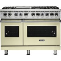 Viking - Professional 5 Series Freestanding Double Oven Dual Fuel True Convection Range with Self-Cleaning - Vanilla Cream - Front_Zoom