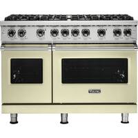 Viking - Professional 5 Series Freestanding Double Oven Gas Convection Range - Vanilla Cream - Front_Zoom