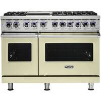 Viking - Professional 7 Series Freestanding Double Oven Dual Fuel Convection Range with Self-Cleaning - Vanilla Cream - Front_Zoom