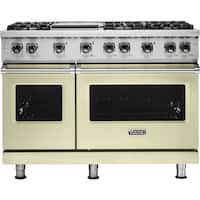 Viking - Professional 5 Series Freestanding Double Oven Gas Convection Range - Vanilla Cream - Front_Zoom