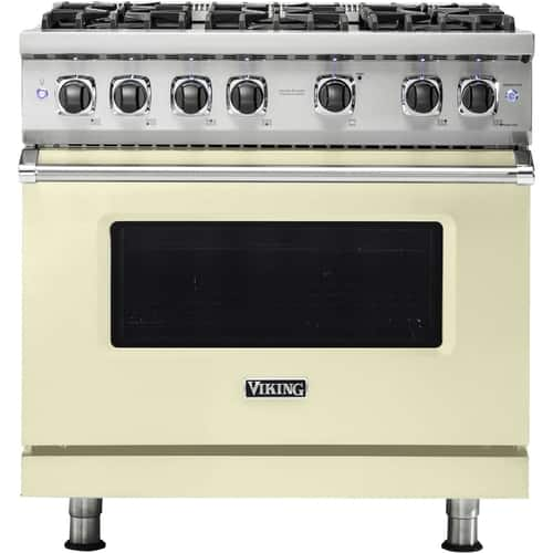 Viking - Professional 5 Series 5.1 Cu. Ft. Freestanding LP Gas Convection Range - Vanilla Cream