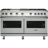 Viking - Professional 5 Series Freestanding Double Oven Gas Convection Range - Arctic Gray - Front_Zoom