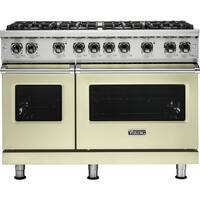 Viking - Professional 5 Series Freestanding Double Oven Gas Convection Range - Vanilla Cream - Front_Zoom
