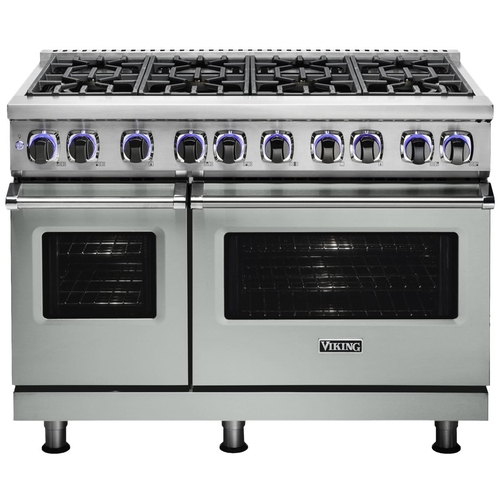 Viking - Professional 7 Series Freestanding Double Oven Dual Fuel Convection Range with Self-Cleaning - Arctic Gray