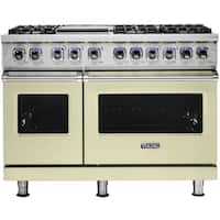 Viking - Professional 7 Series Freestanding Double Oven Dual Fuel Convection Range with Self-Cleaning - Vanilla Cream - Front_Zoom