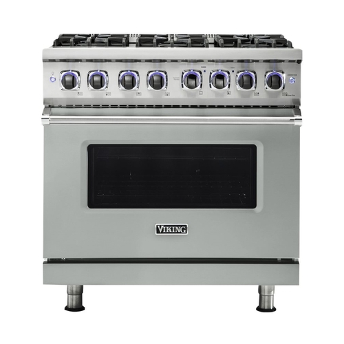 Viking - Professional 7 Series 5.6 Cu. Ft. Freestanding Dual Fuel True Convection Range with Self-Cleaning - Arctic Gray