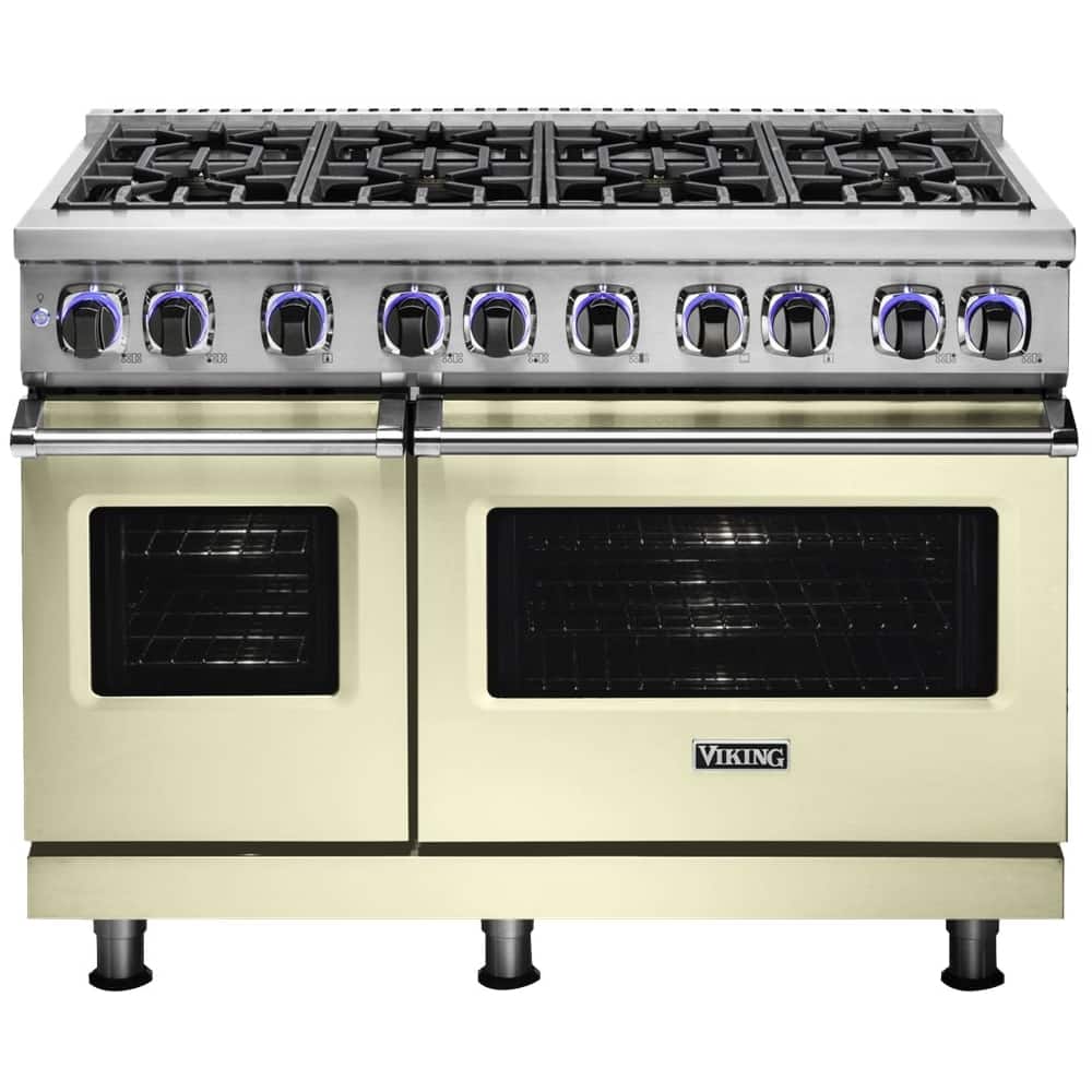 Front. Viking - VGR Freestanding 7-Series Gas 48"W Range - Vanilla Cream.