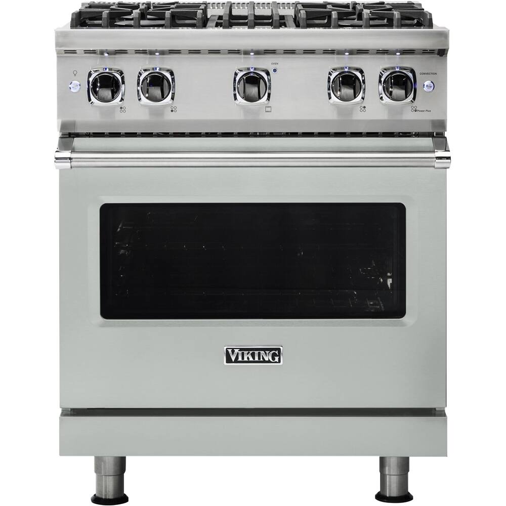 Front. Viking - Professional 5 Series 4.0 Cu. Ft. Freestanding LP Gas Convection Range - Arctic Gray.