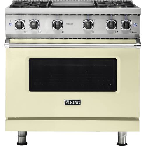 Viking - Professional 5 Series 5.1 Cu. Ft. Freestanding LP Gas Convection Range - Vanilla Cream