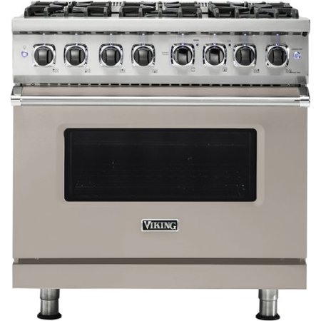 Viking - 5-Series 5.6 Cu. Ft. Self-Cleaning Freestanding Dual Fuel Convection Range - Pacific Gray