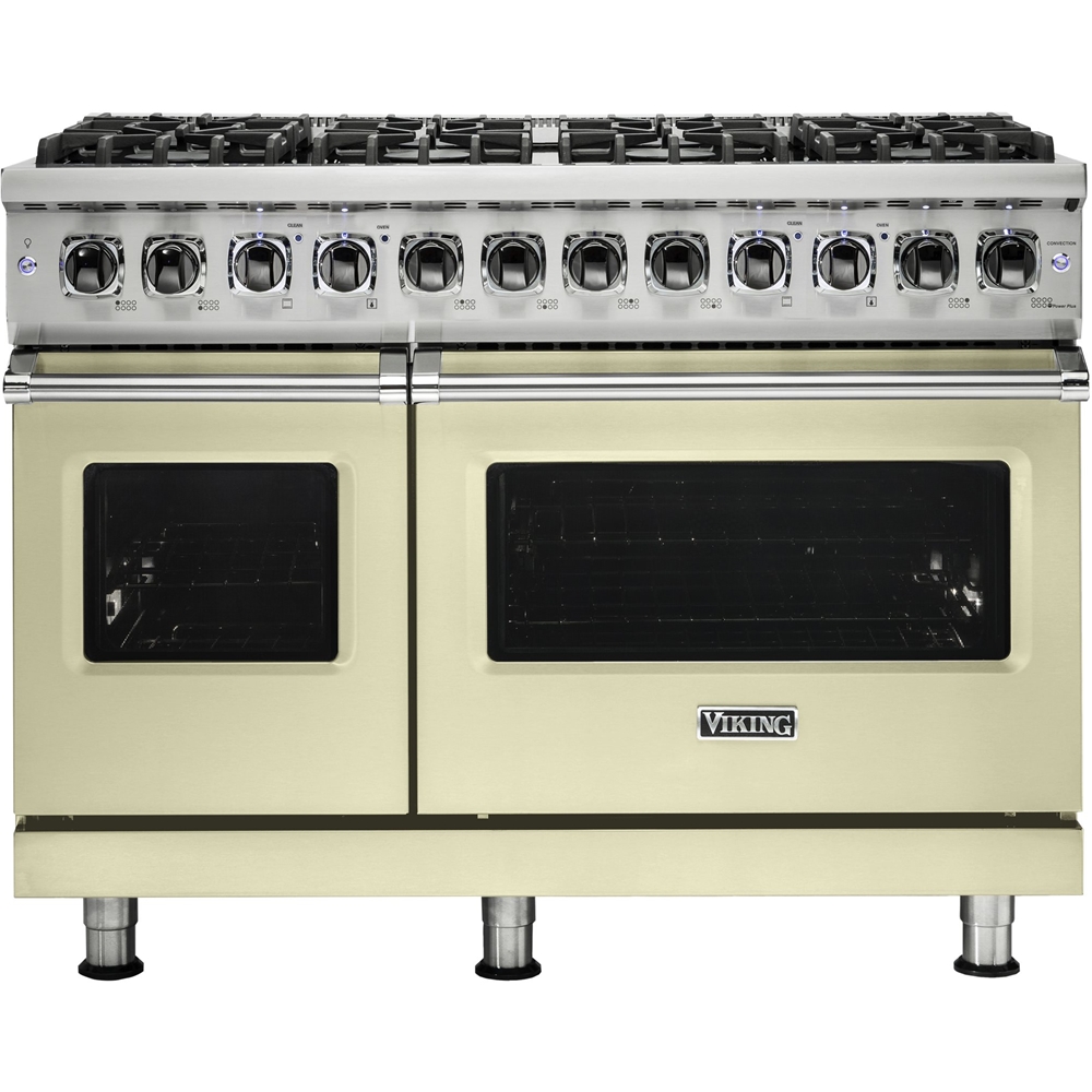 Viking – Professional 5 Series Freestanding Double Oven Dual Fuel Convection Range with Self-Cleaning – Vanilla Cream