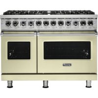 Viking - Professional 5 Series Freestanding Double Oven Dual Fuel Convection Range with Self-Cleaning - Vanilla Cream - Front_Zoom