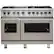 Front. Viking - 48"W 7-Series Dual Fuel Self-Clean Range-6 Burners + Griddle - Pacific Gray.