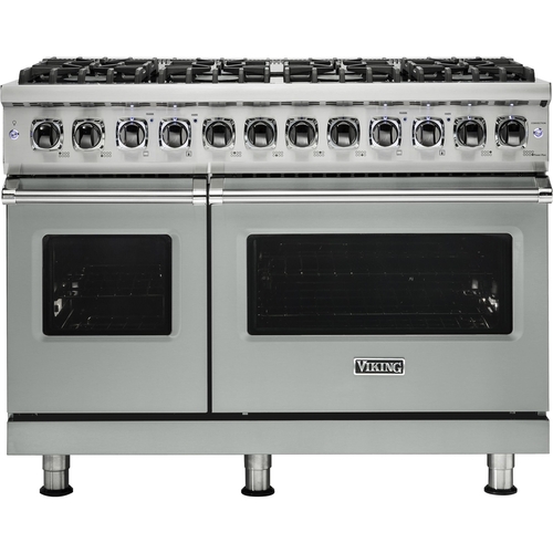 Viking - Professional 5 Series Freestanding Double Oven Dual Fuel Convection Range with Self-Cleaning - Arctic Gray