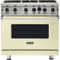 Viking - Professional 5 Series 5.1 Cu. Ft. Freestanding Gas Convection Range - Vanilla Cream - Front_Zoom