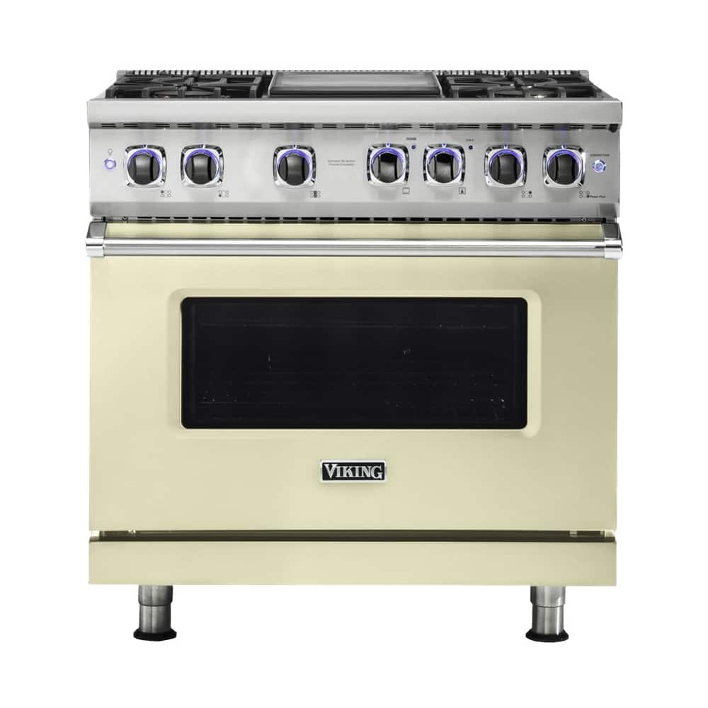 Viking - VGR Freestanding 7-Series Gas 36"W Range - Vanilla Cream - Front_Zoom