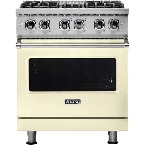 Viking - Professional 5 Series 4.7 Cu. Ft. Freestanding Dual Fuel True Convection Range with Self-Cleaning - Vanilla Cream