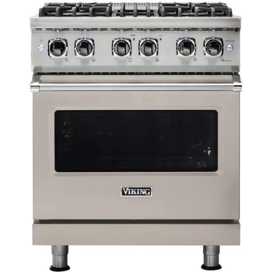 Viking – Professional 5 Series 4.7 Cu. Ft. Freestanding Dual Fuel True Convection Range with Self-Cleaning – Pacific Gray