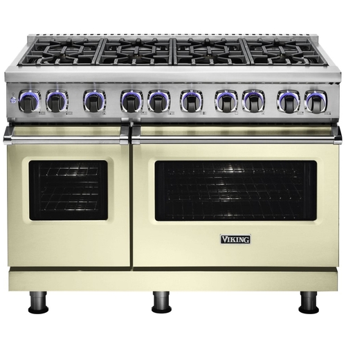 Viking - Professional 7 Series 7.3 Cu. Ft. Freestanding Double Oven Dual Fuel LP Gas Convection Range with Self-Cleaning - Vanilla Cream