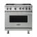 Front. Viking - Freestanding 7 Series Dual Fuel Self-Clean 36"W Range - Arctic Gray.