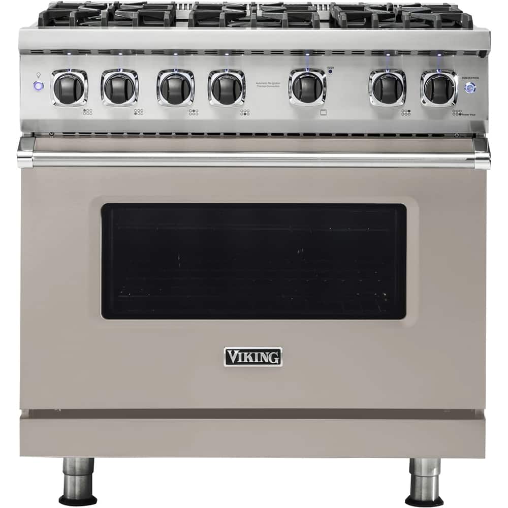Front. Viking - Professional 5 Series 5.1 Cu. Ft. Freestanding Gas Convection Range - Pacific Gray.