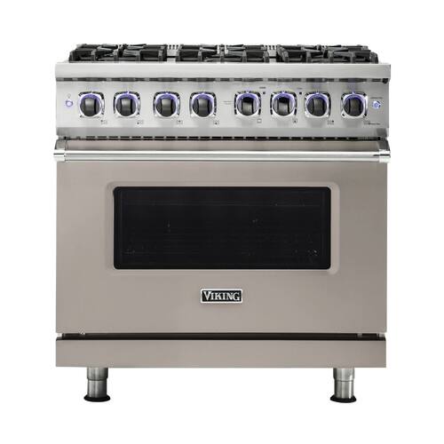 Viking - Professional 7 Series 5.6 Cu. Ft. Freestanding Dual Fuel True Convection Range with Self-Cleaning - Pacific Gray