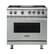 Front. Viking - Freestanding 7 Series Dual Fuel Self-Clean 36"W Range - Arctic Gray.