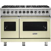 Viking - Professional 5 Series Freestanding Double Oven Dual Fuel Convection Range with Self-Cleaning - Vanilla Cream - Front_Zoom