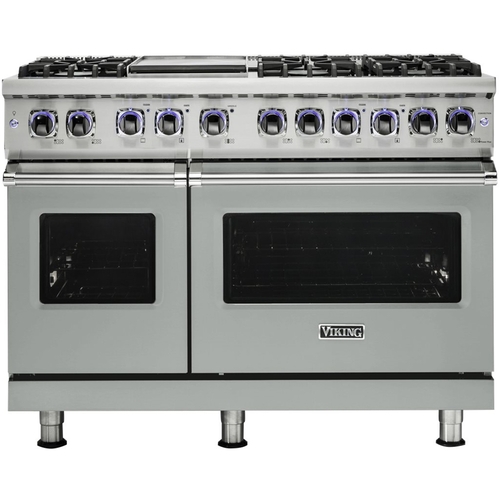Viking - Professional 7 Series 7.3 Cu. Ft. Freestanding Double Oven Dual Fuel LP Gas Convection Range with Self-Cleaning - Arctic Gray