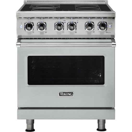 Viking – Professional 5 Series 4.7 Cu. Ft. Freestanding Electric True Convection Range with Self-Cleaning – Arctic Gray